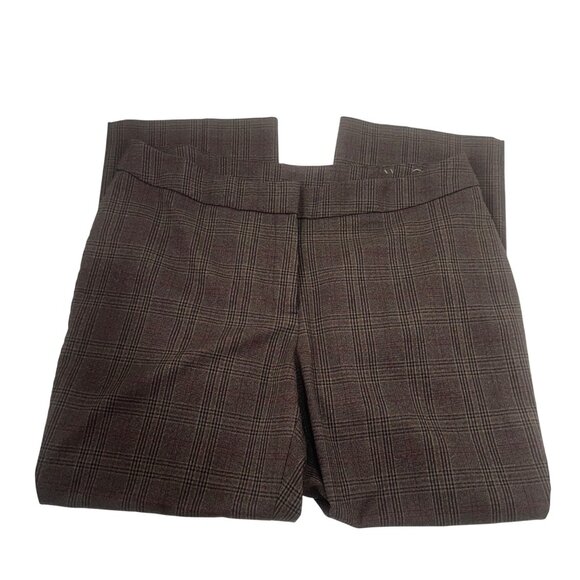 Kim Rogers Womens Plaid Curvy Fit Trousers Pants Size 18W Short Brown Stretch - Picture 2 of 10